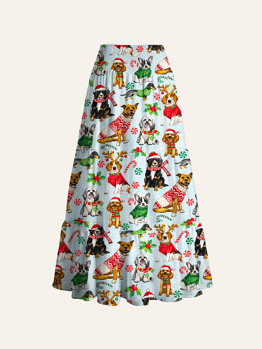 Christmas Dogs Convertible Maxi Skirts