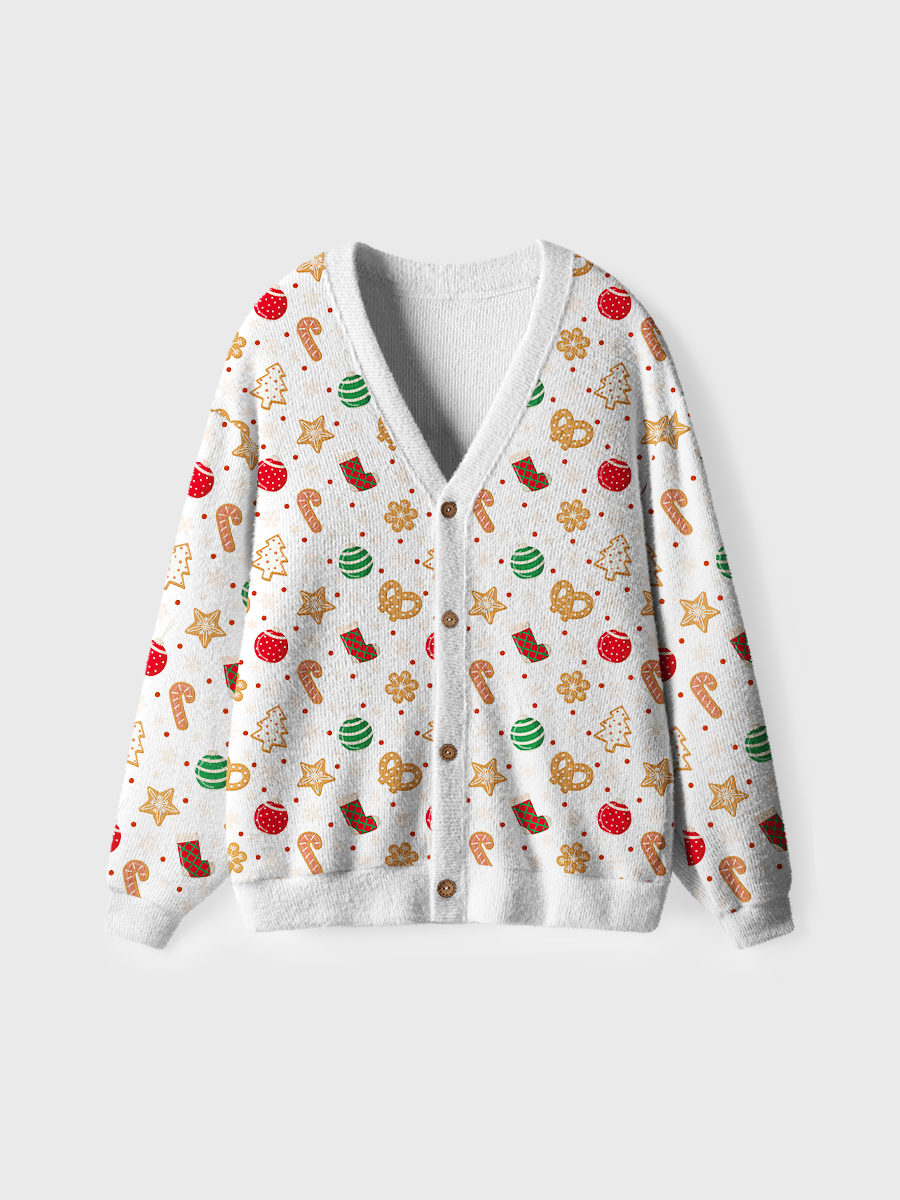 Vintage White Cookie Ornament Christmas Ugly Cardigan Sweaters