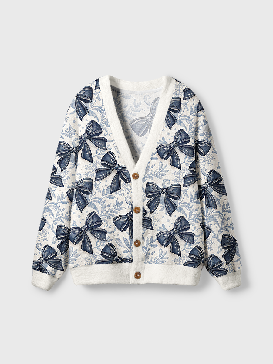 Vintage Bow Floral Pop Cute Cardigan Sweaters