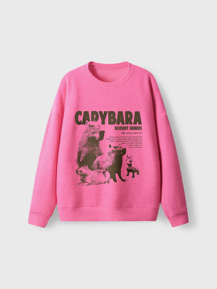 Vintage Capybara Rodent Genius Fuzzy Sweater