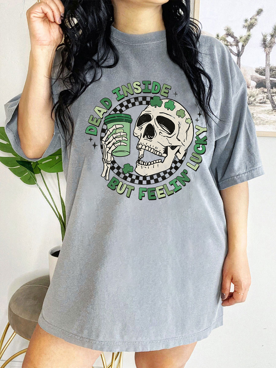 Vintage Dead Inside But Feelin lucky St Patricks Day Tee
