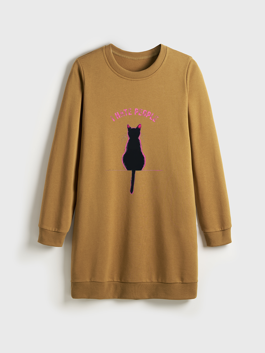 I Hate People Crewneck Terry Sweatshirt Dress