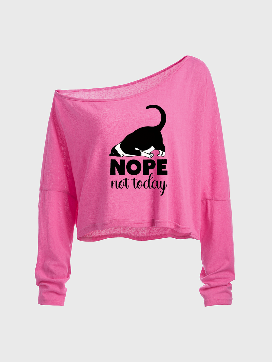 Nope Not Today Funny Cat Off The Shoulder Sweatshirt