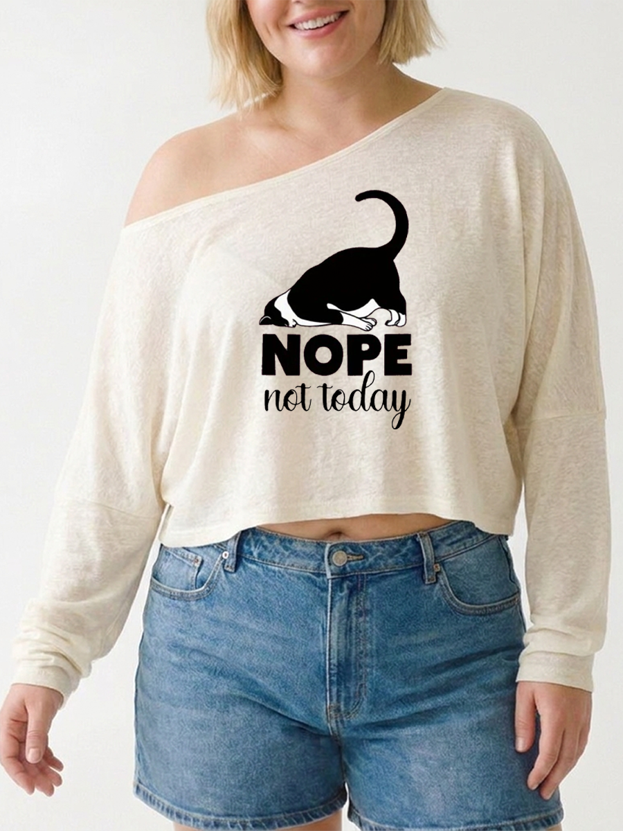 Nope Not Today Funny Cat Off The Shoulder Sweatshirt