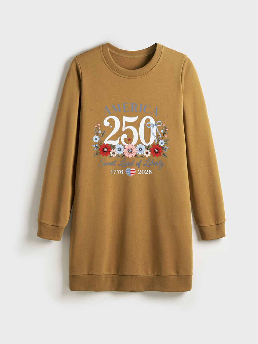 Floral America 250 Anniversary Crewneck Terry Sweatshirt Dress