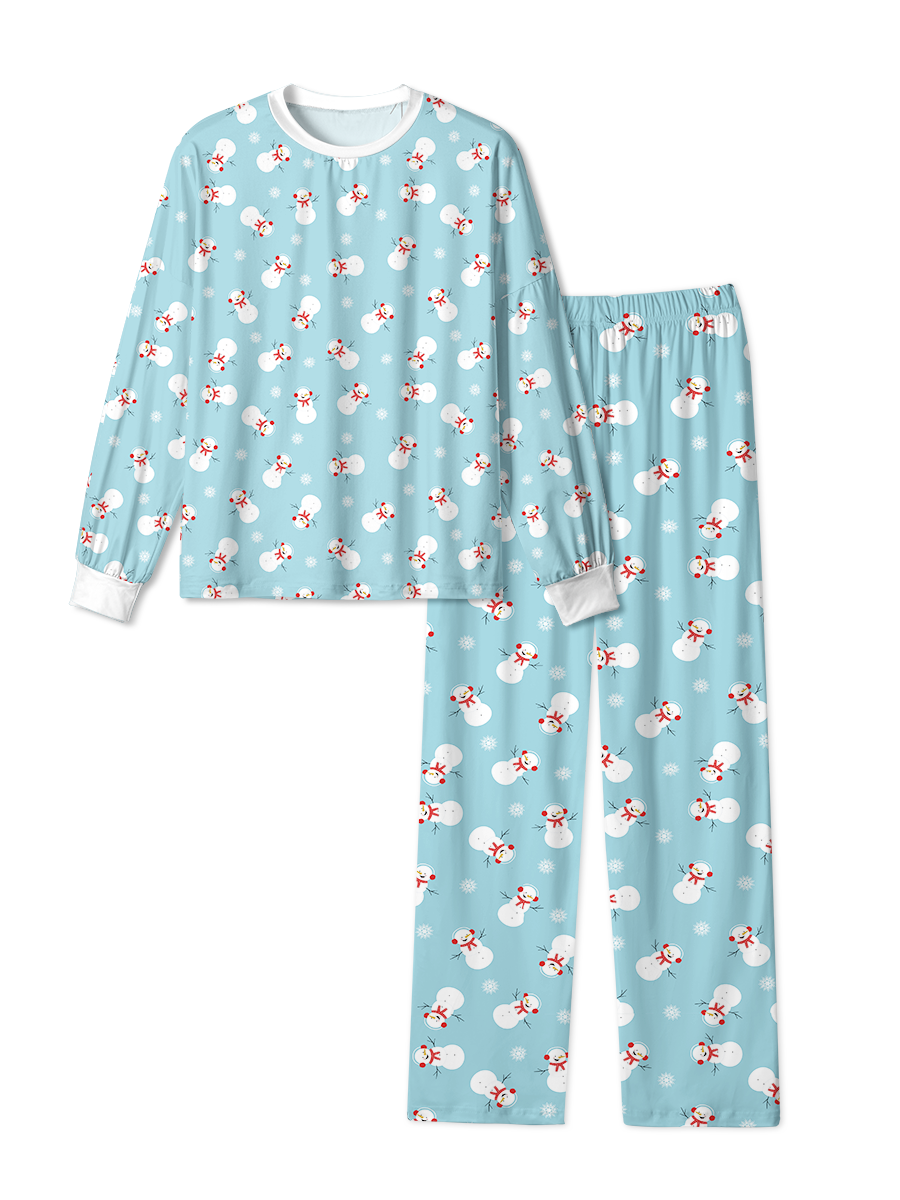 Vintage Blue Snowman Snowflake Christmas Pajama