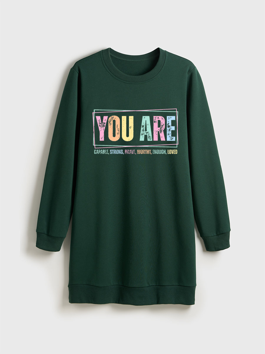 You Are Inspirational Crewneck Terry Sweatshirt Dress
