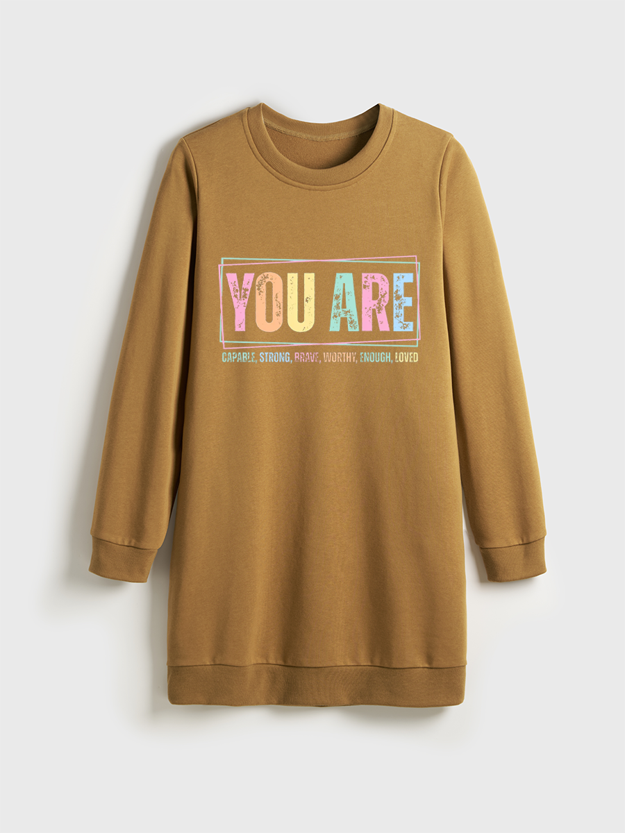 You Are Inspirational Crewneck Terry Sweatshirt Dress