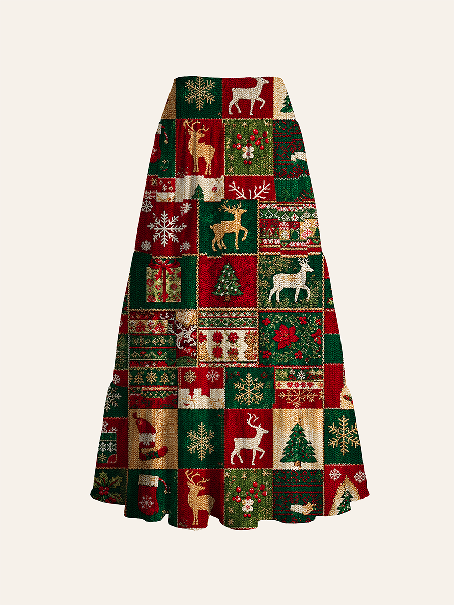Christmas Patchwork Convertible Maxi Skirts