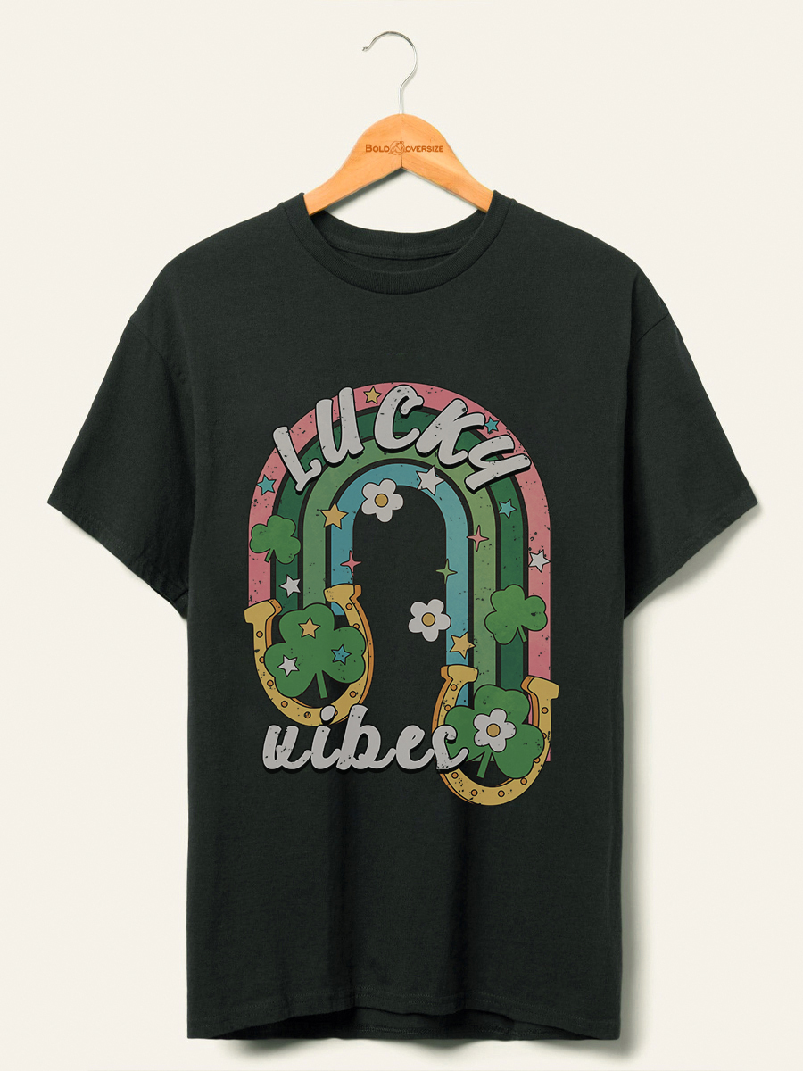 Vintage Lucky Vibes St Patricks Day Tee