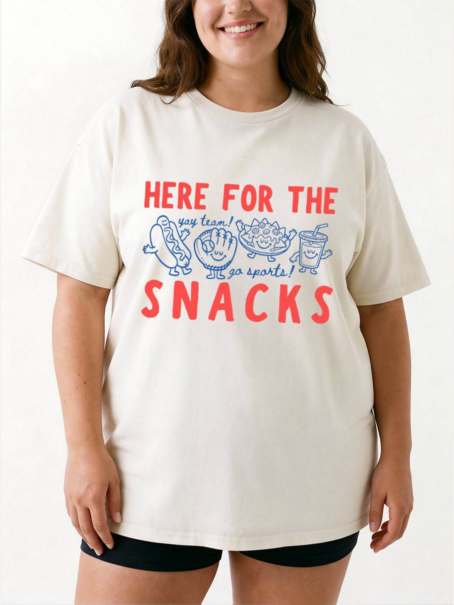 Vintage Here For The Snacks Oversize Graphic Tee