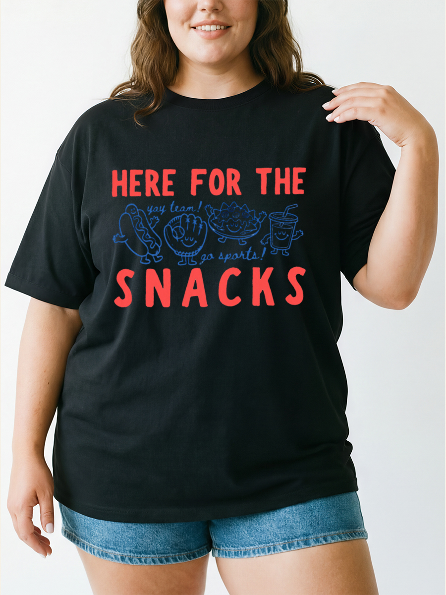 Vintage Here For The Snacks Oversize Graphic Tee