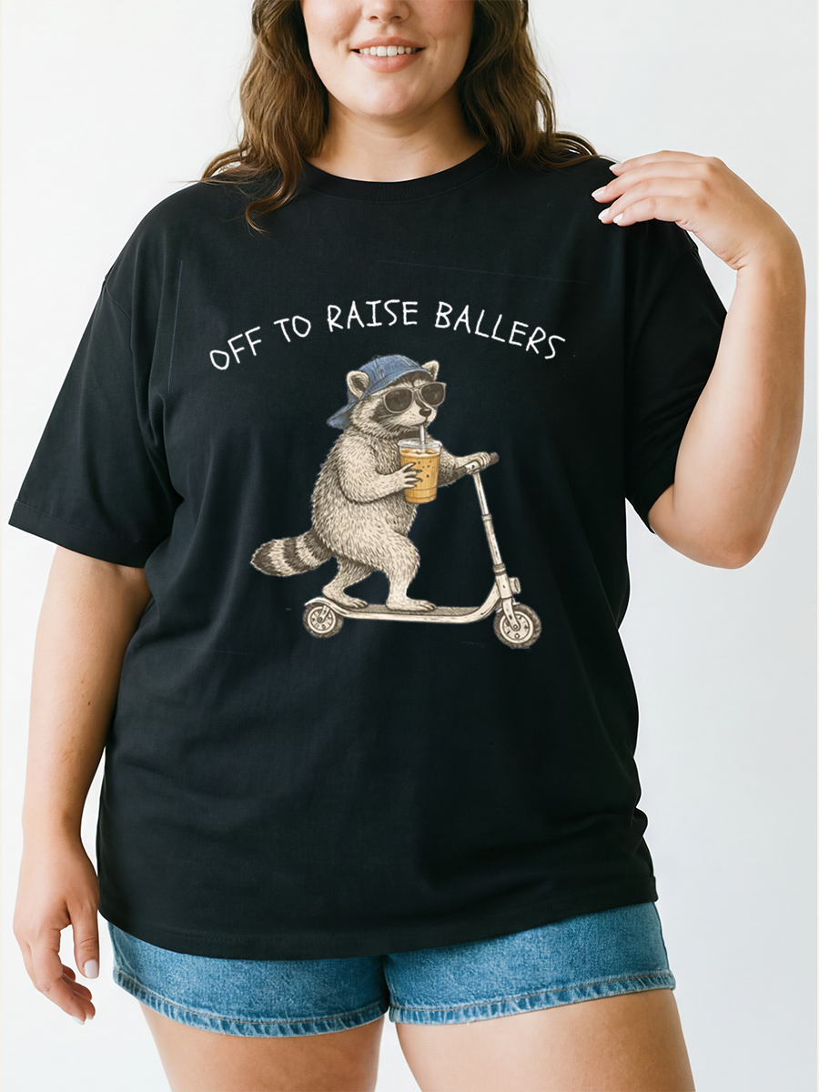Vintage Off To Raise Ballers Oversize Graphic Tee