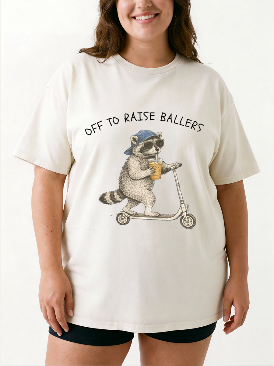 Vintage Off To Raise Ballers Oversize Graphic Tee