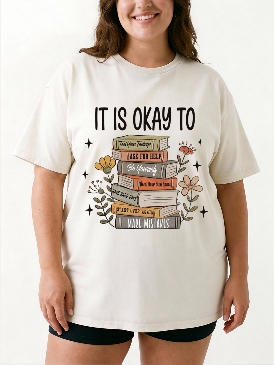 Vintage It Is Okay To Oversize Graphic Tee