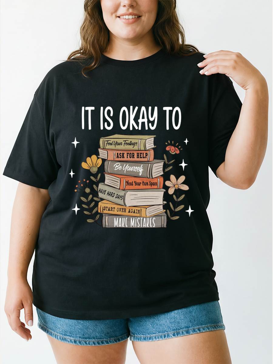 Vintage It Is Okay To Oversize Graphic Tee