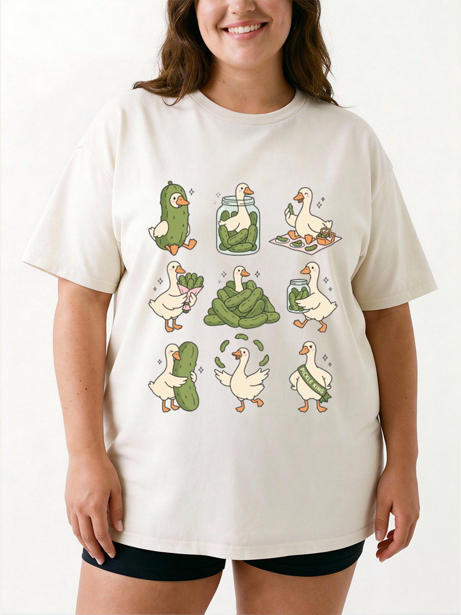Vintage Pickle Lover Silly Goose Oversize Graphic Tee