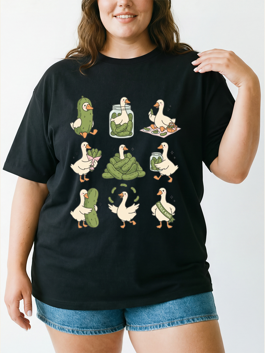 Vintage Pickle Lover Silly Goose Oversize Graphic Tee
