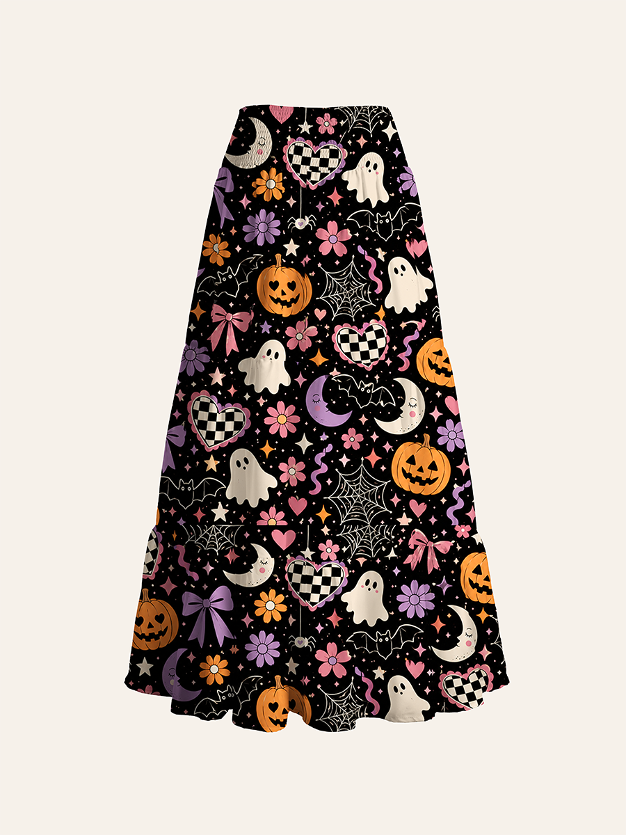 Checkered Hearts Bows Convertible Maxi Skirts