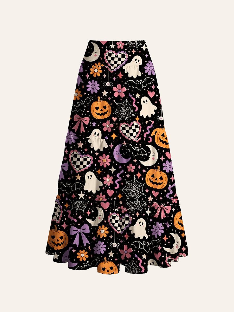 Checkered Hearts Bows Convertible Maxi Skirts
