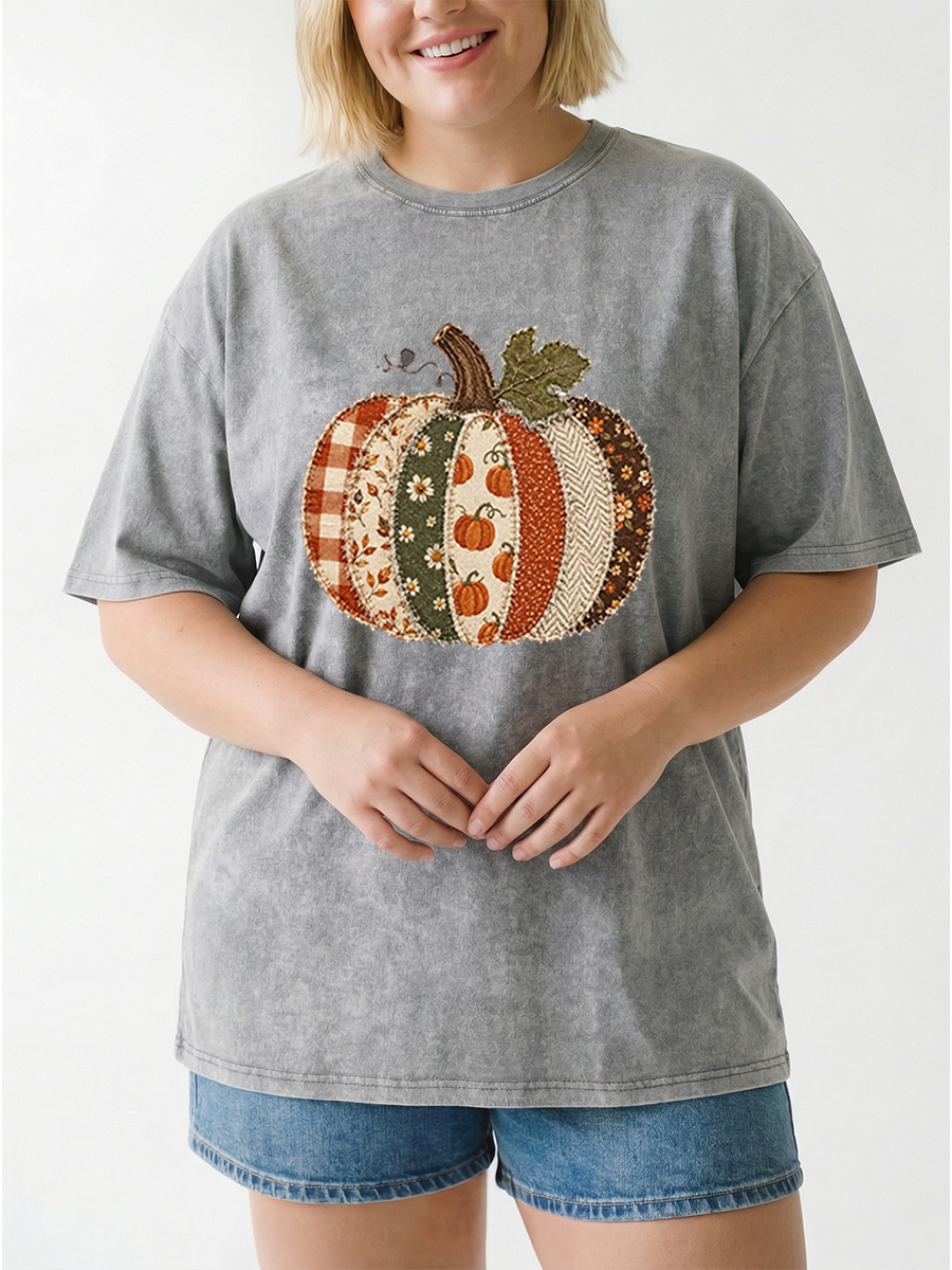 Vintage Fall Pumpkin Washed T-Shirt