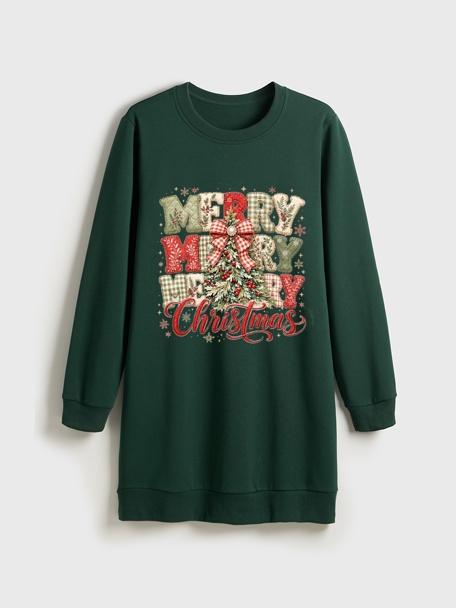 Merry Christmas Crewneck Terry Sweatshirt Dress
