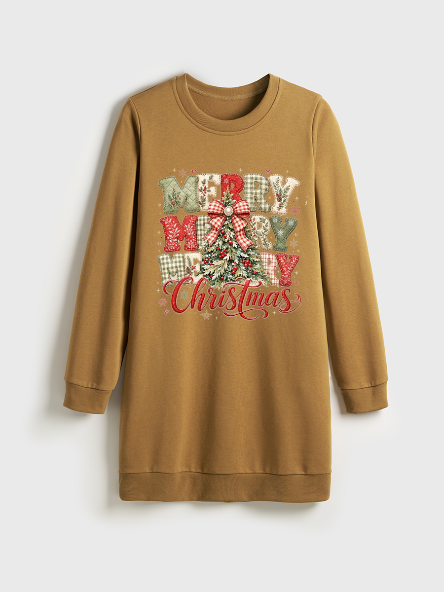 Merry Christmas Crewneck Terry Sweatshirt Dress