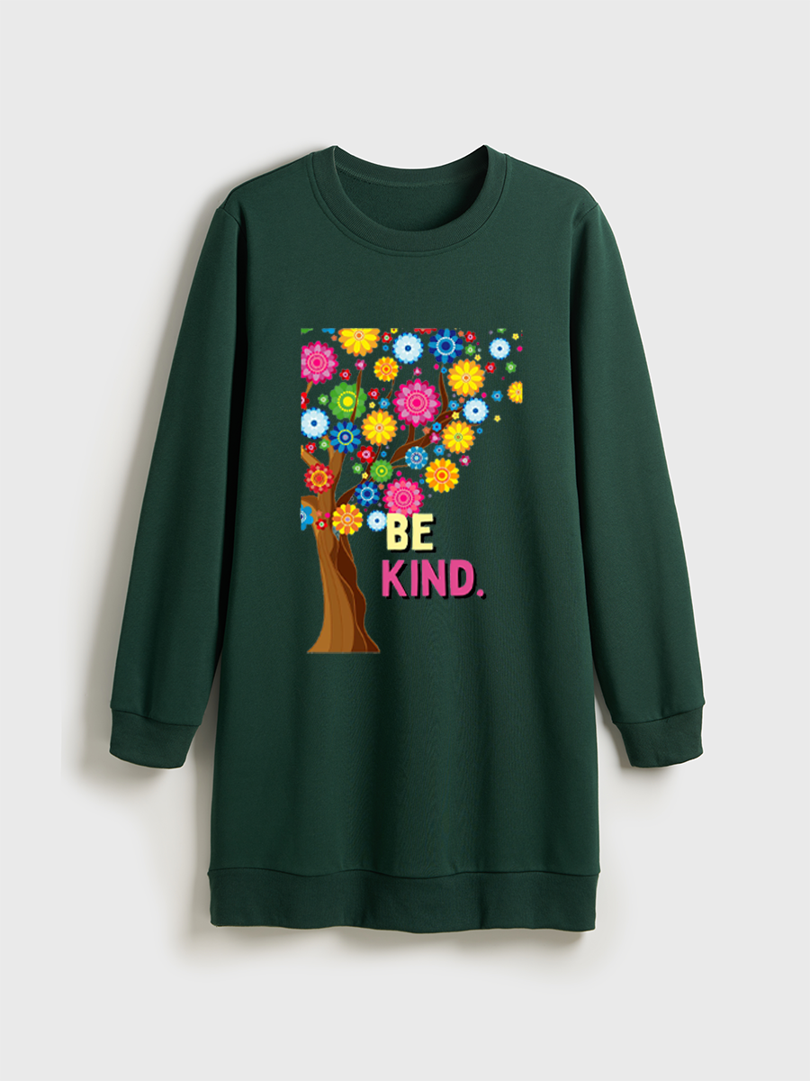 Aesthetic Floral Be Kind Sweatshirt Dress