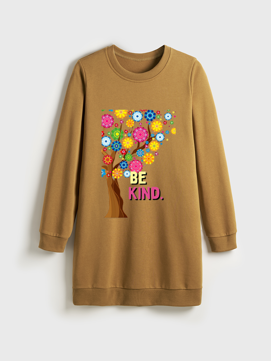 Aesthetic Floral Be Kind Sweatshirt Dress