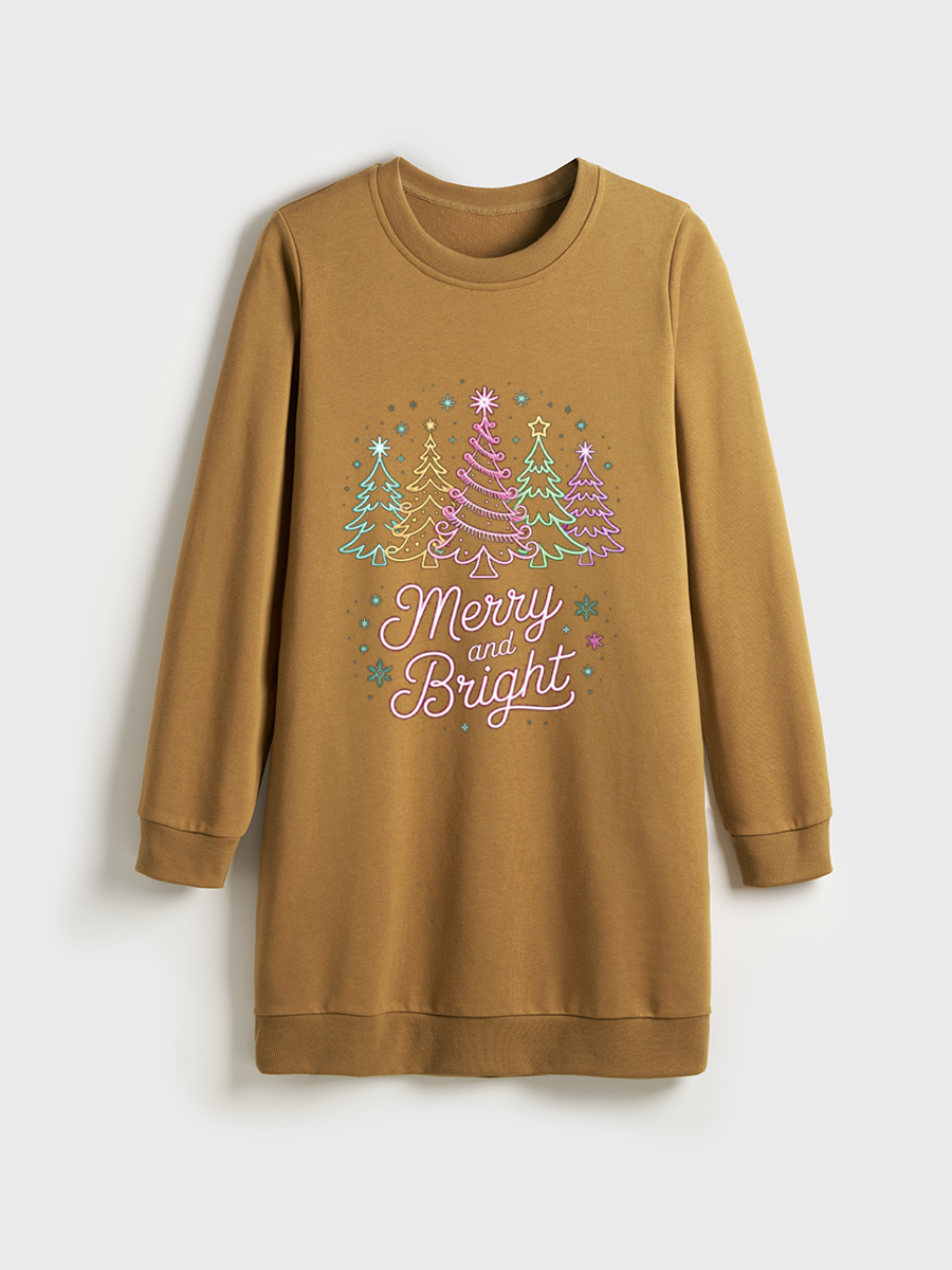 Merry And Bright Crewneck Terry Sweatshirt Dress