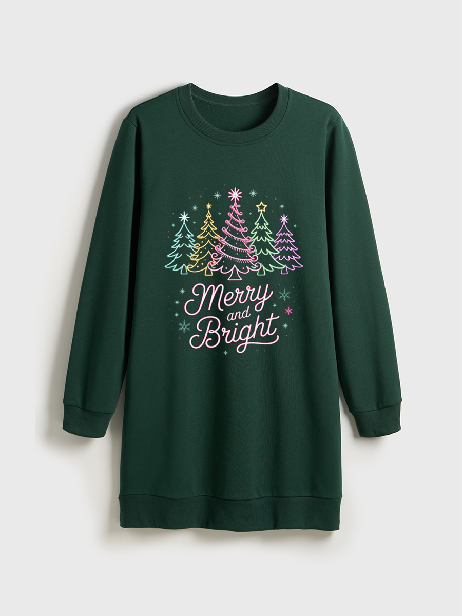 Merry And Bright Crewneck Terry Sweatshirt Dress