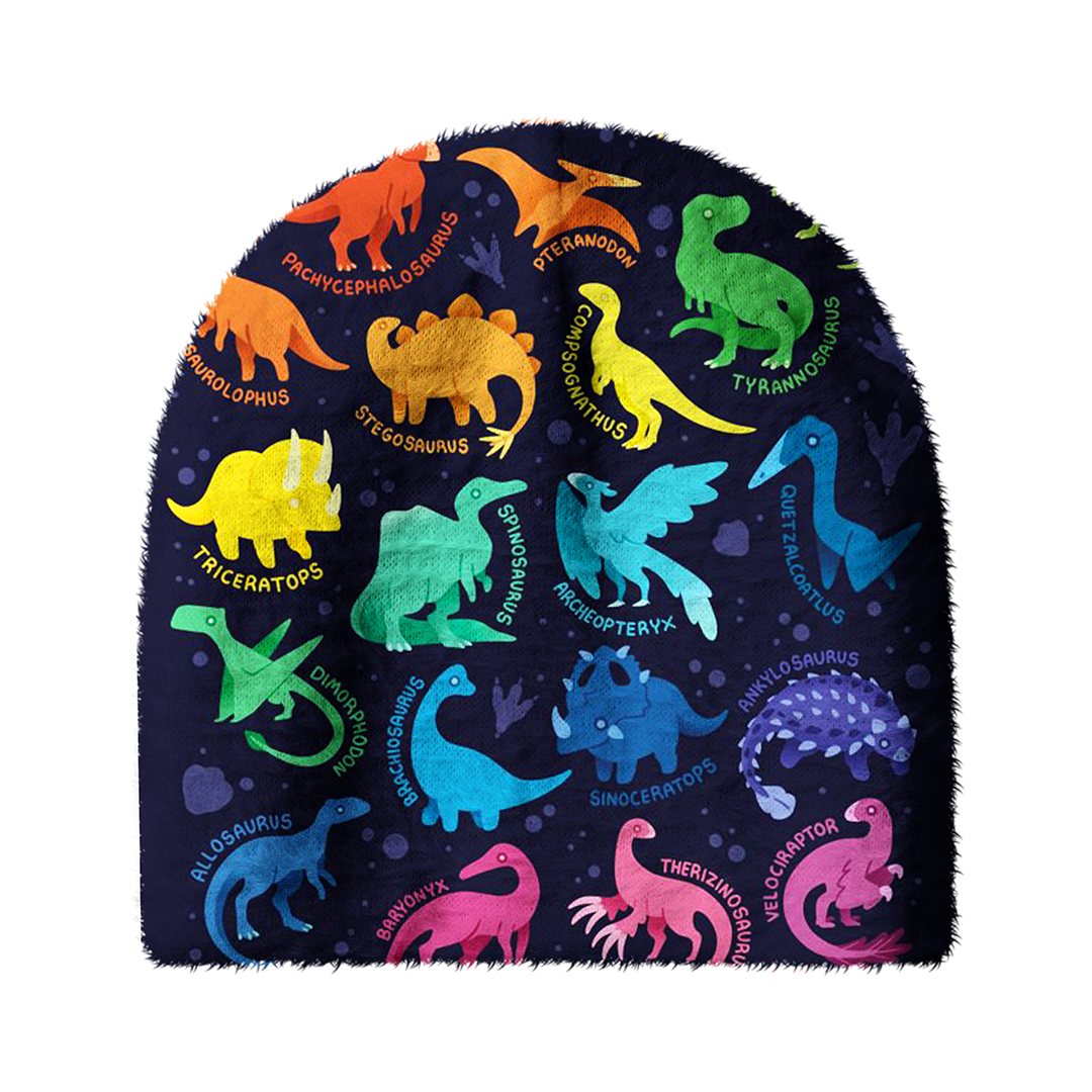 Colorful Cartoon Dinosaur Collection Cozy Fuzzy Beanie