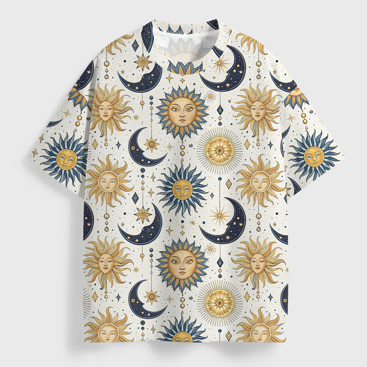 Vintage Moon And Sun All Over Print T-Shirt