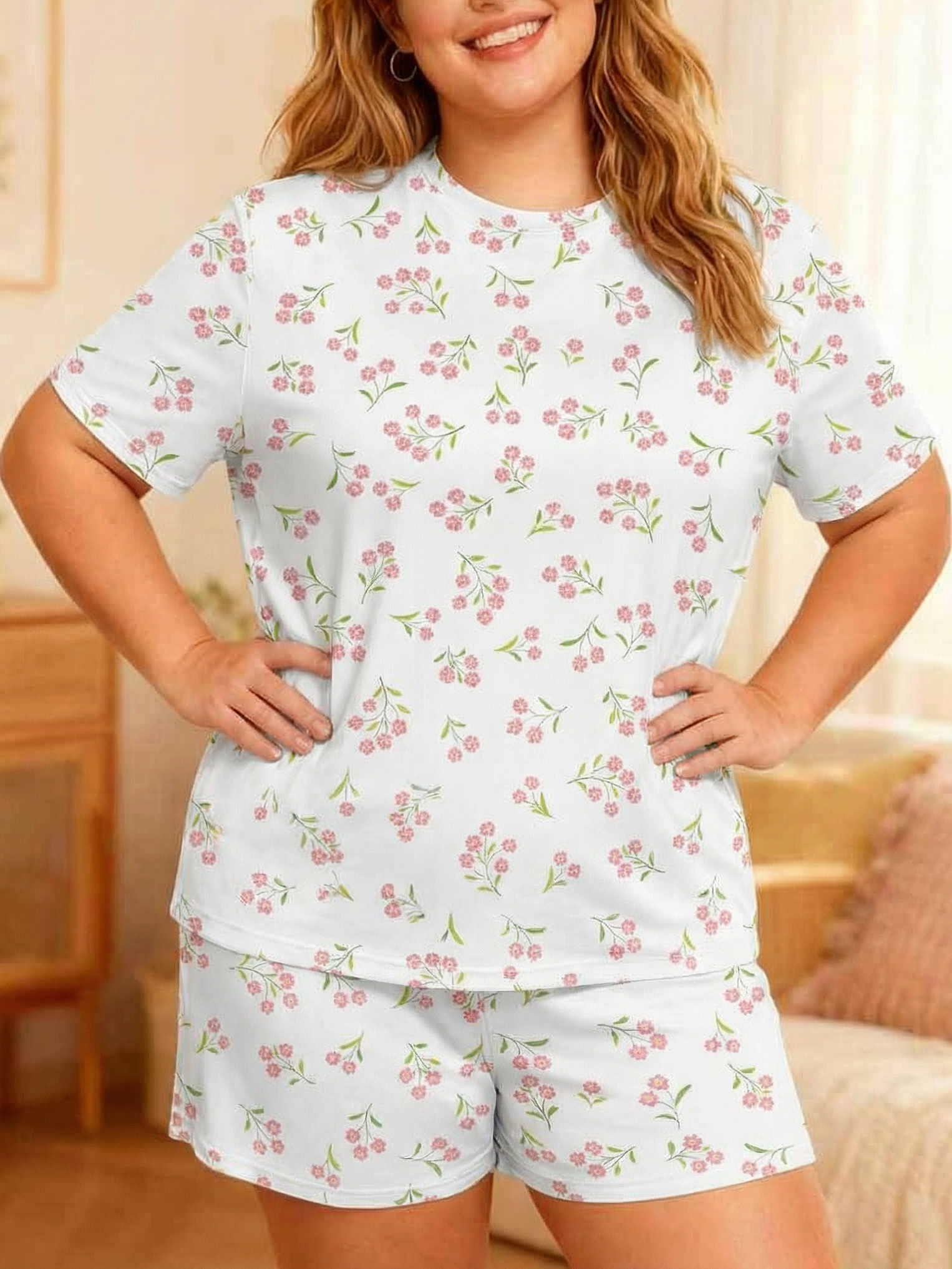 Vintage Pink Cherry Short Pajamas