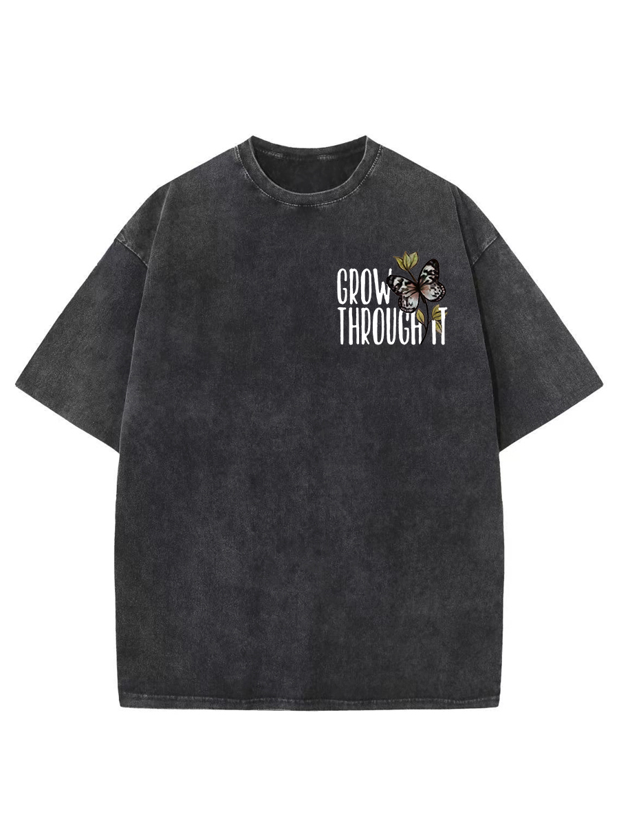 Vintage Grow Through It Butterfly Washed T-Shirt