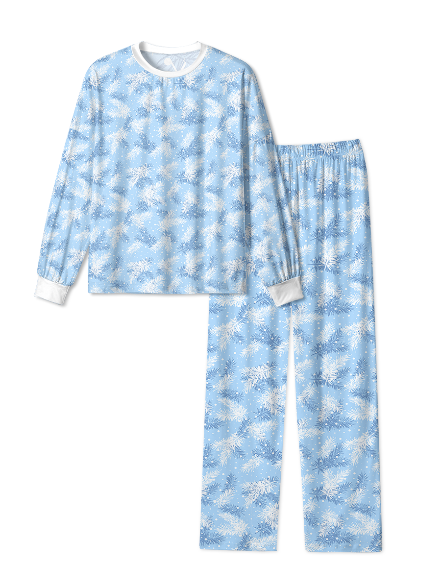 Vintage Cute Blue Pine Snowflake Christmas Pajama