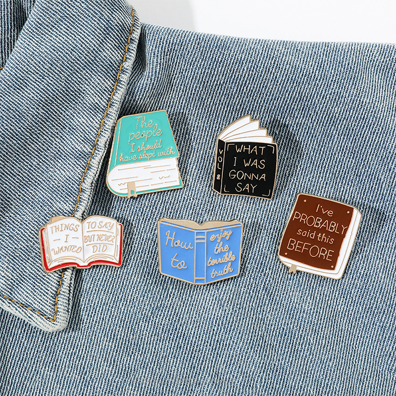 Books Letter Metal Badge Pin