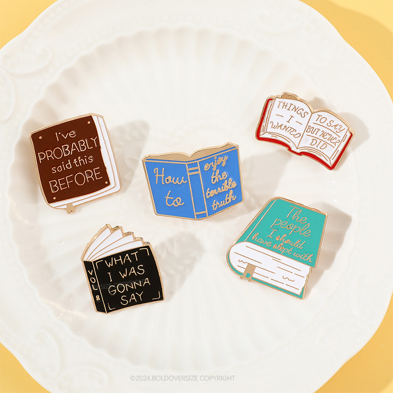 Books Letter Metal Badge Pin