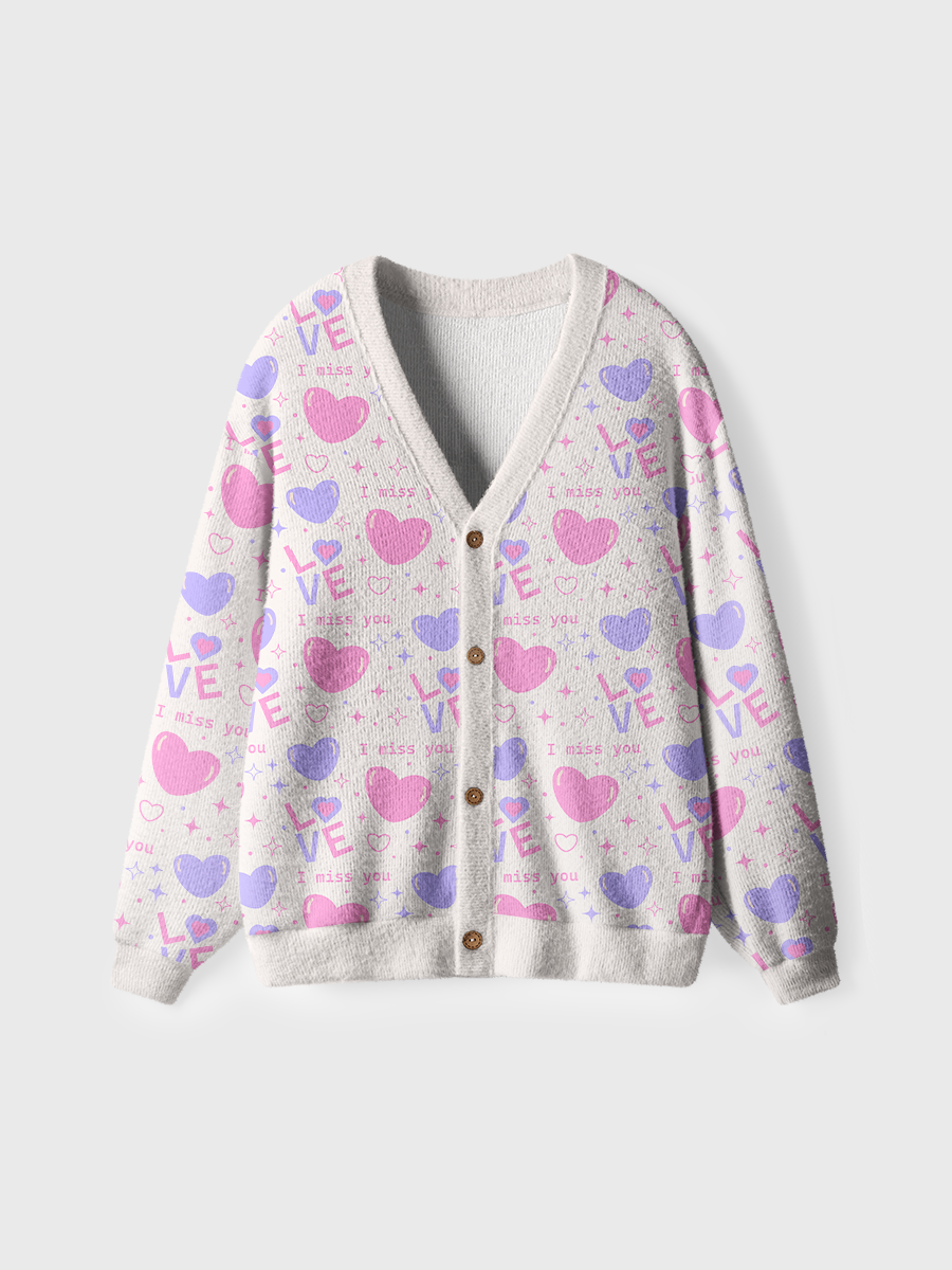 Vintage Cute Love Heart Star Ugly Cardigan Sweaters
