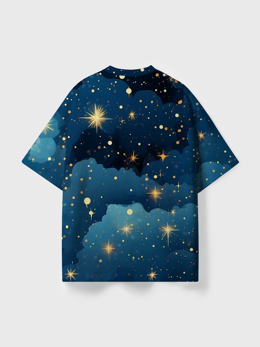 Vintage Whimsical Night Sky Starburst All Over Print T-Shirt