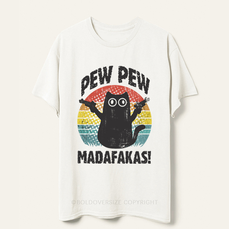 Vintage Funny Cat Pew Pew Tee