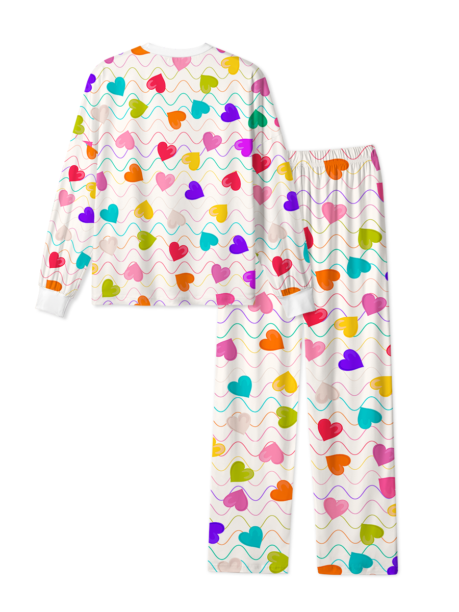 Vintage Colorful Repeating Heart Pajama
