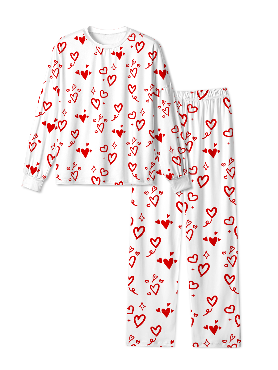 Vintage Red Heart Doodle Pajama