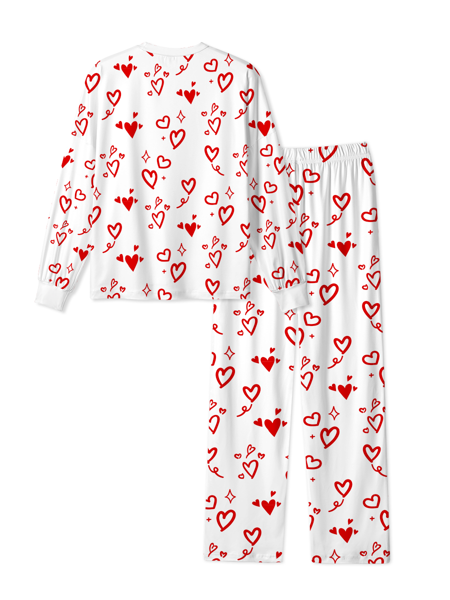 Vintage Red Heart Doodle Pajama