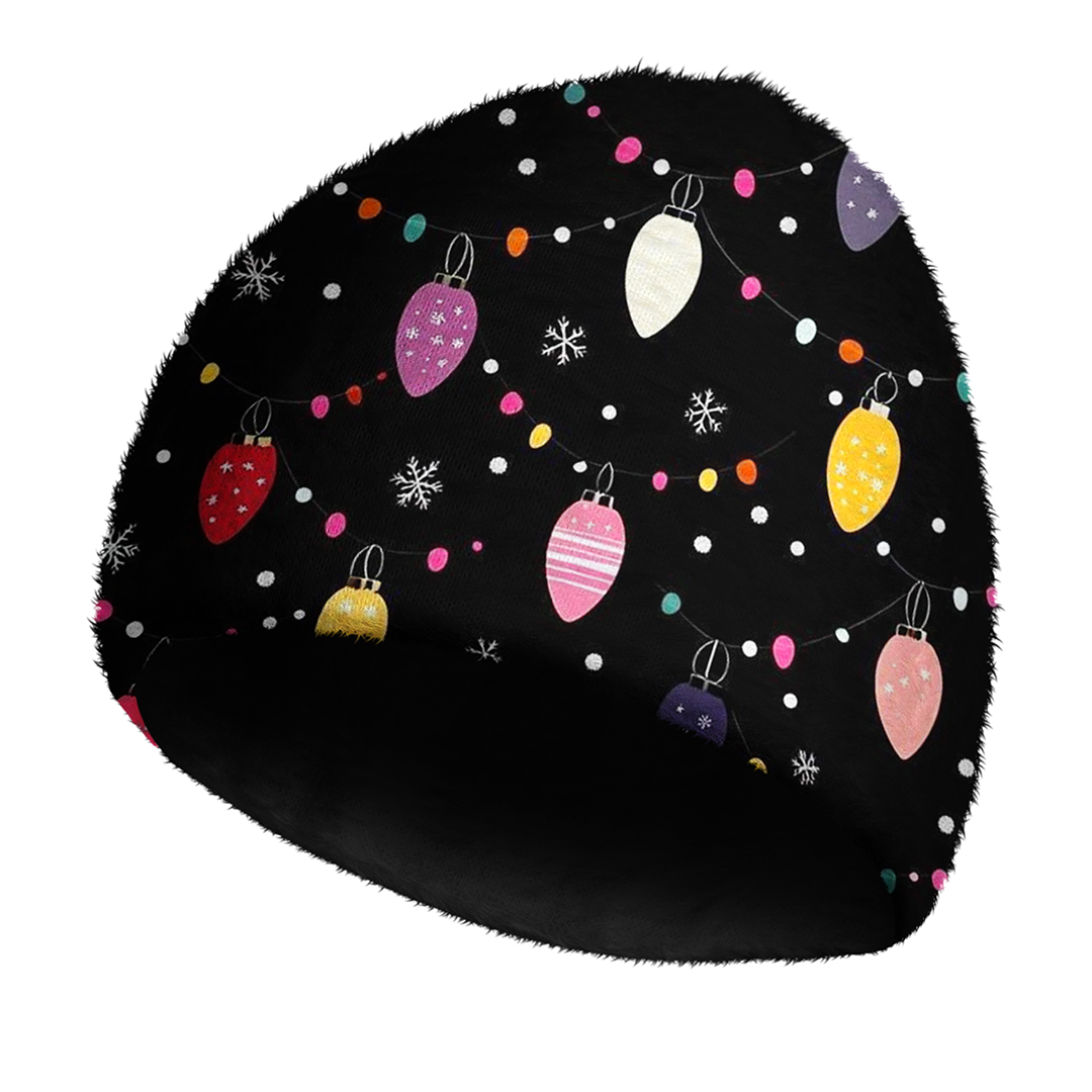 Vintage Colorful Christmas Lights Cozy Fuzzy Beanie