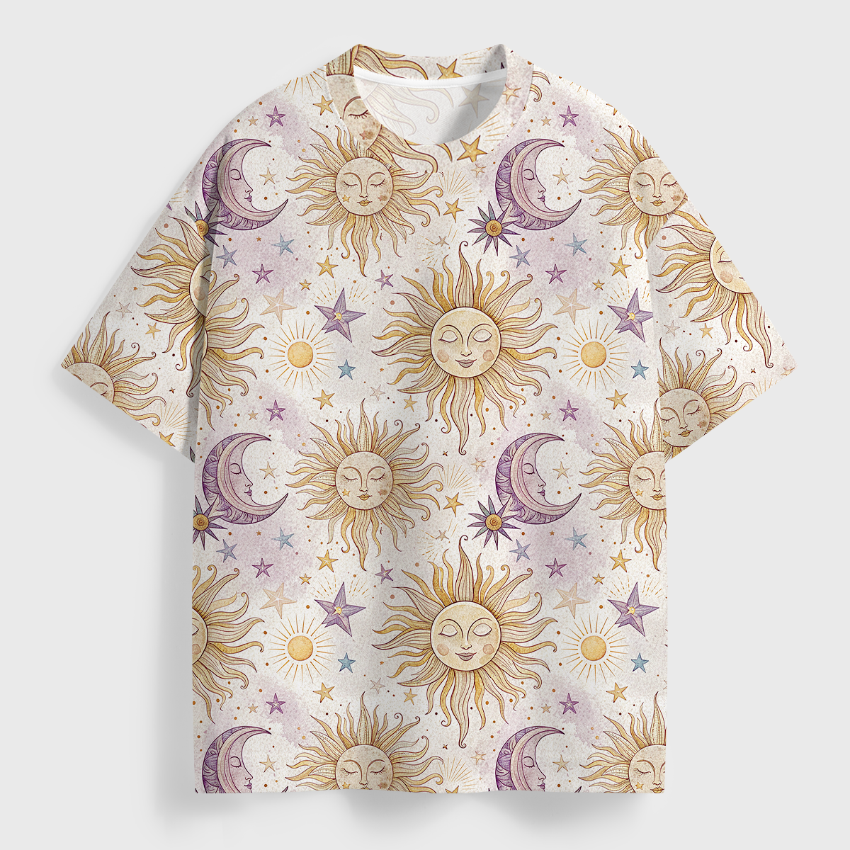 Vintage Mystical Sun & Moon All Over Print T-Shirt