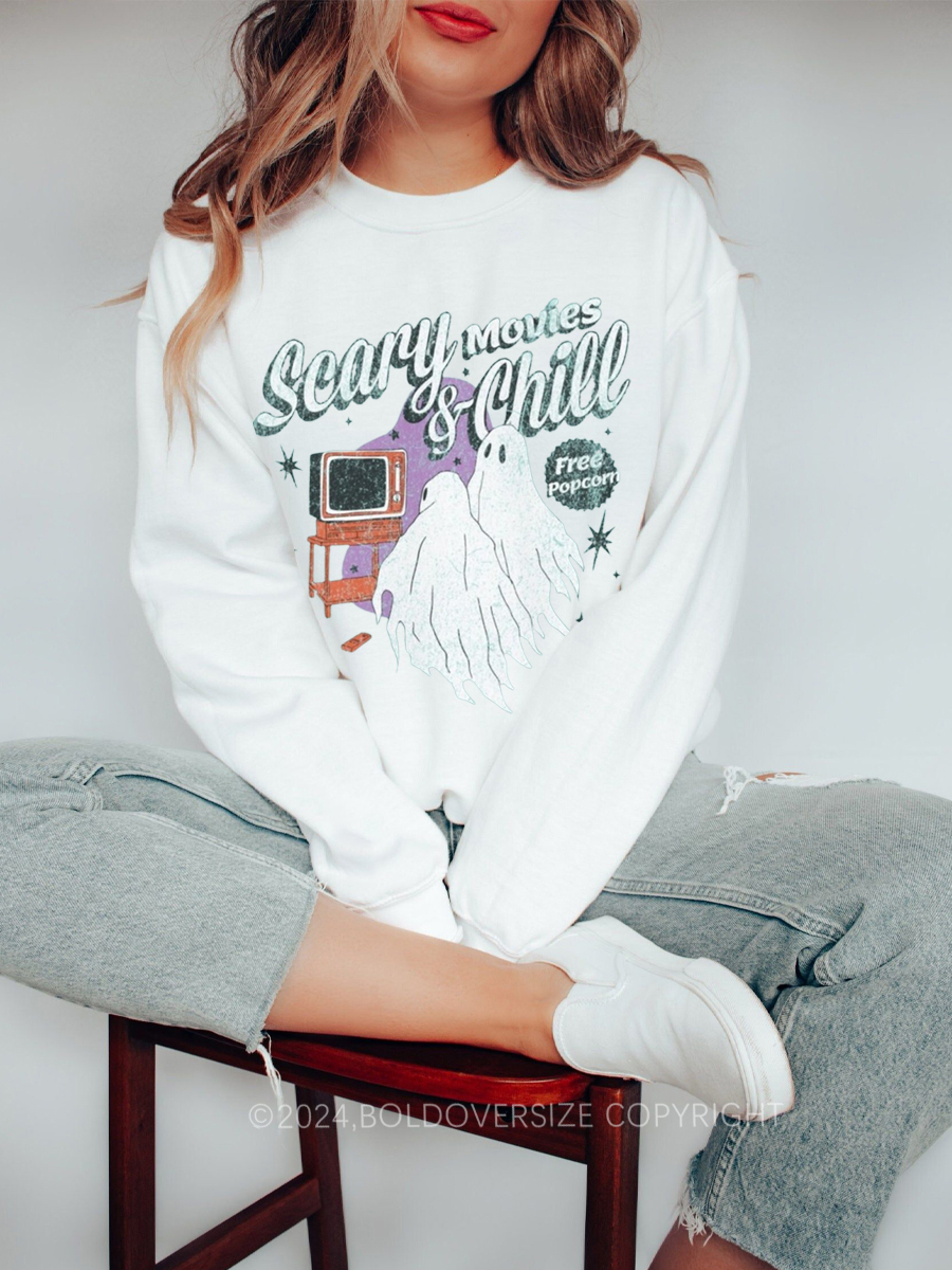 Vintage Scary Movies & Chill Sweatshirt