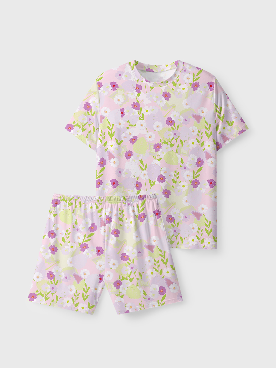Vintage Lavender & White Blossom Short Pajamas