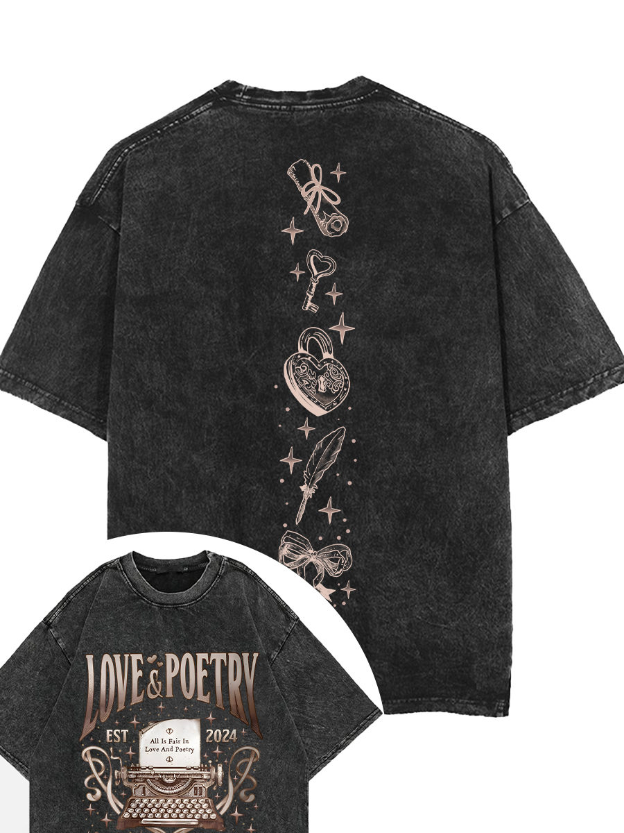 Vintage Love And Poetry Social Club Washed T-Shirt