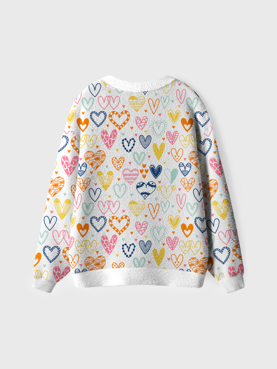 Vintage Colorful Pattern Heart Ugly Cardigan Sweaters